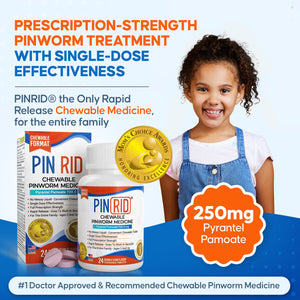 Pin-Rid | Pinworm Treatment | Pyrantel Pamoate 250 mg | 24 Chewable Tablets | Family Size