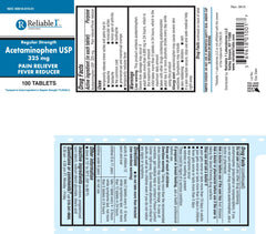 RELIABLE 1 Pain Relief - Acetaminophen 325mg, 100 Tablets