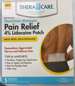 Pain Relief | Lidocaine 4% Patches 5 Count (Pack of 3) Total 15 Patches | Maximum Strength