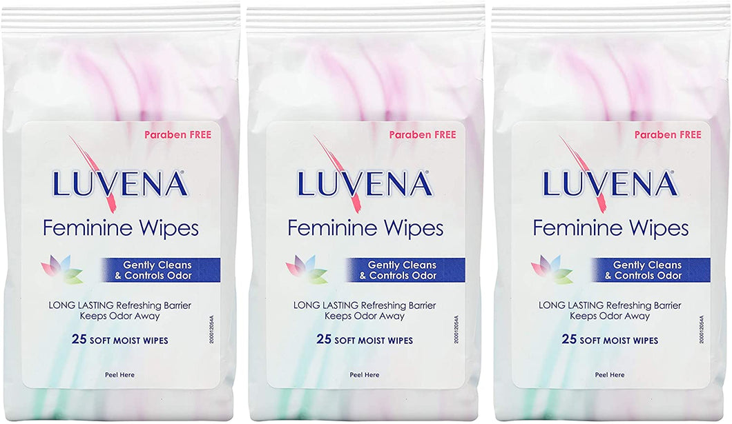 Luvena Feminine Wipes Cleansing Wipes Paraben Free (Pack of 3)
