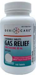 GERI-CARE Gas Relief - Simethicone 80mg, 100 Chewable Tablets (Generic Gas-X)
