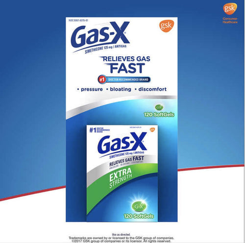 Gas X Extra Strength Soft gels 125 mg, 1 Pack of 120 Count