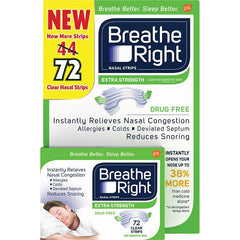 BREATHE RIGHT Sleep Treatment - Clear, 72 Strips