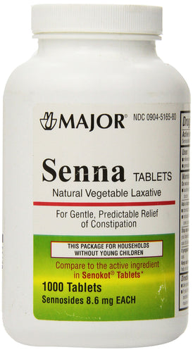 Senna 8.6 Mg Natural Vegetable Laxativ 1000 Tablets Generic for Senokot