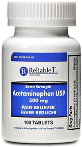 Reliable 1 Extra Strength Acetaminophen USP 500 mg 100 Count Tablets