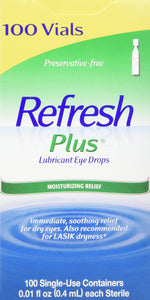 Refresh Plus Lubricant Eye Drops Long Lasting Relief Plus Protection for Mild To Moderate Dry Eye - 100 Single Use Vials