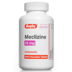 RUGBY Nausea Relief - Meclizine 25mg, 1000 Chewable Tablets (Generic Bonine)