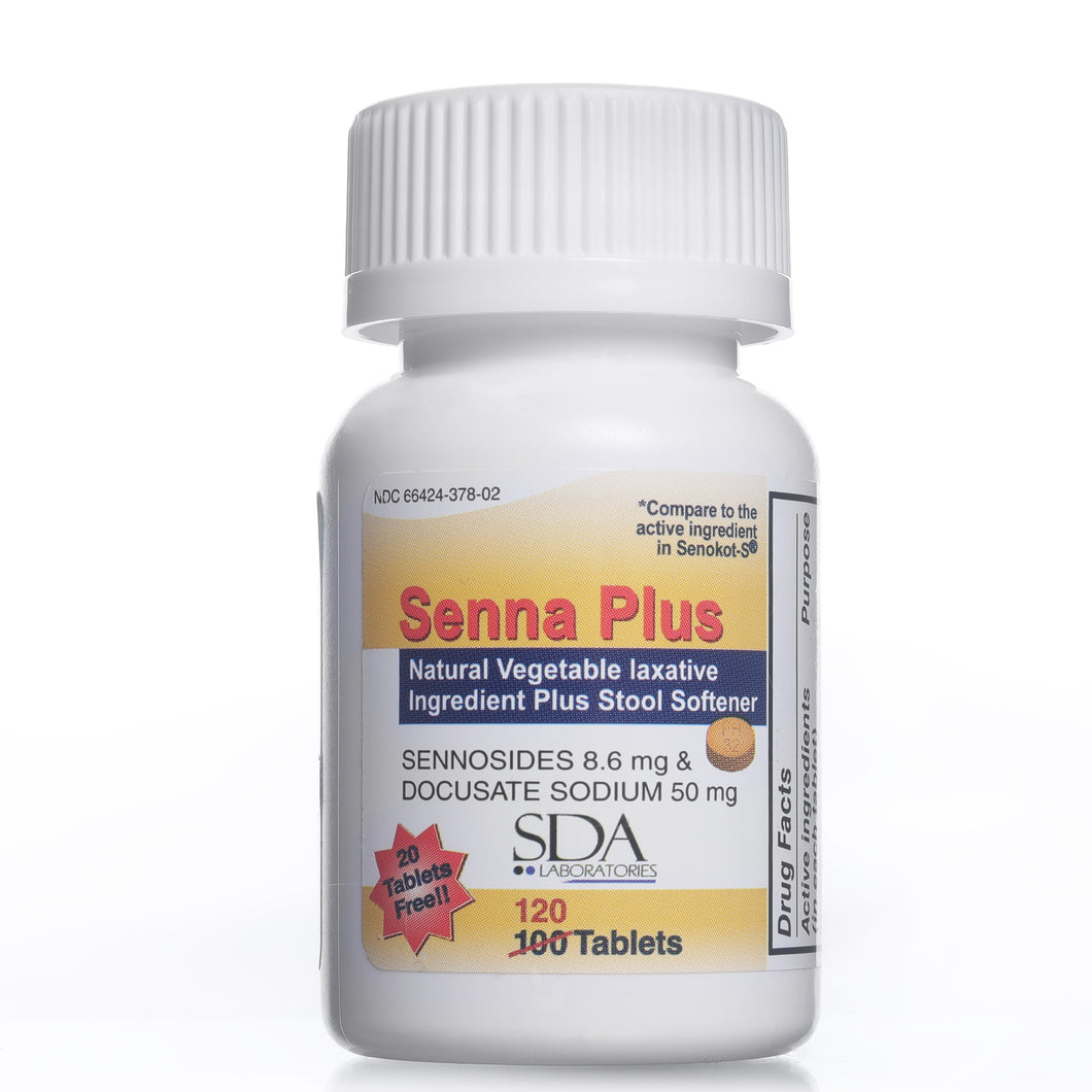 Senna Plus Natural Vegetable Laxative Plus Stool Softener | Special Pack 120 Count Tablets