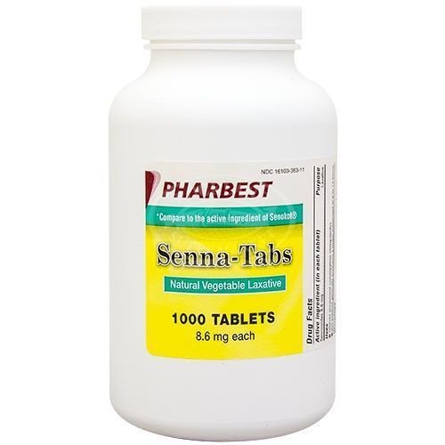 Senna 8.6 mg Natural Vegetable Laxative 1000 Tablets