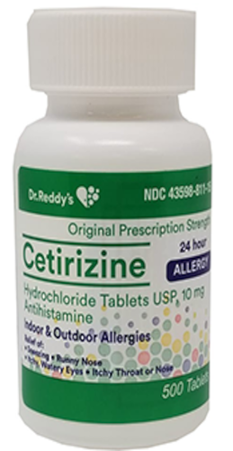 Allergy Relief Cetirizine HCL 10mg 500 count Tablets