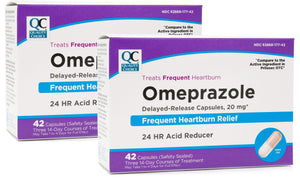Omeprazole 20 mg Delayed-Release | Acid Reducer | 42 Count Capsules (Pack of 2)