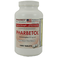 PHARBEST Pain Relief - Acetaminophen 325mg, 1000 Tablets (Generic Tylenol)