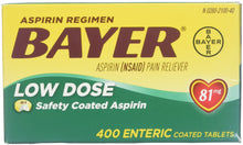 Bayer Aspirin Regimen Low Dose 81mg, Enteric Coated Tablets, 400-Count
