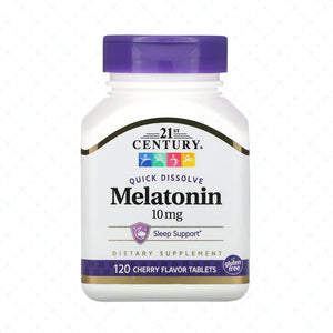 21st Century Melatonin Quick Dissolve Tablets, Cherry, 10 mg, 120 Count
