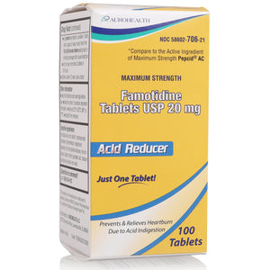 Famotidine 20 mg | 100 Count Tablets | Maximum Strength Acid Reducer