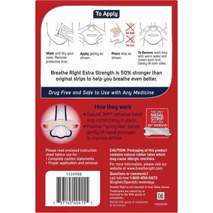 Breathe Right Extra Strength Tan Strips Reduces Snoring-Free Nasal Strips for Nasal Congestion Relief-72 Count
