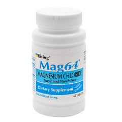 RISING Supplements & Health - Magnesium 64mg, 60 Tablets