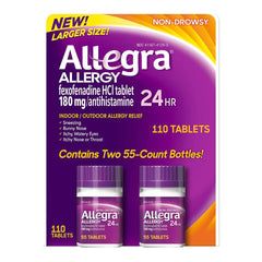ALLEGRA Allergy Relief - Fexofenadine 180mg, 55 Tablets (Pack of 2)