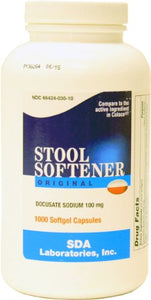 Stool Softener Docusate Sodium 1000 Softgels, Compares to Colace, 100 mg each