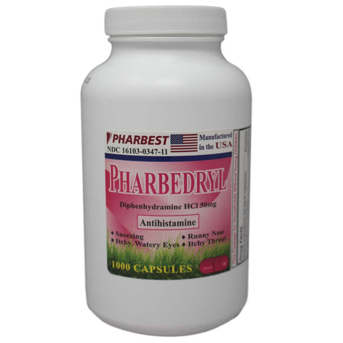 Pharbedryl  | Diphenhydramine HCl 50 mg | 1000 Count Capsules