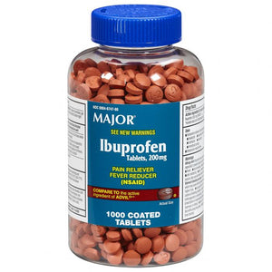 Ibuprofen 200MG 1000 COUNT TABLETS by MAJOR