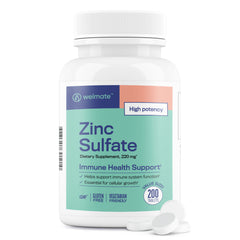 WELMATE Dietary Supplement - Zinc Sulfate 220mg, 200 Tablets