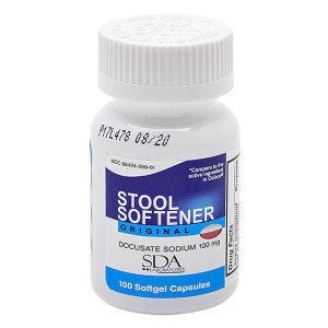 SDA Laboratories Docusate Sodium 100mg, 100 Count Softgel Capsules (Pack of 2)