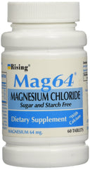 RISING Supplements & Health - Magnesium 64mg, 60 Tablets
