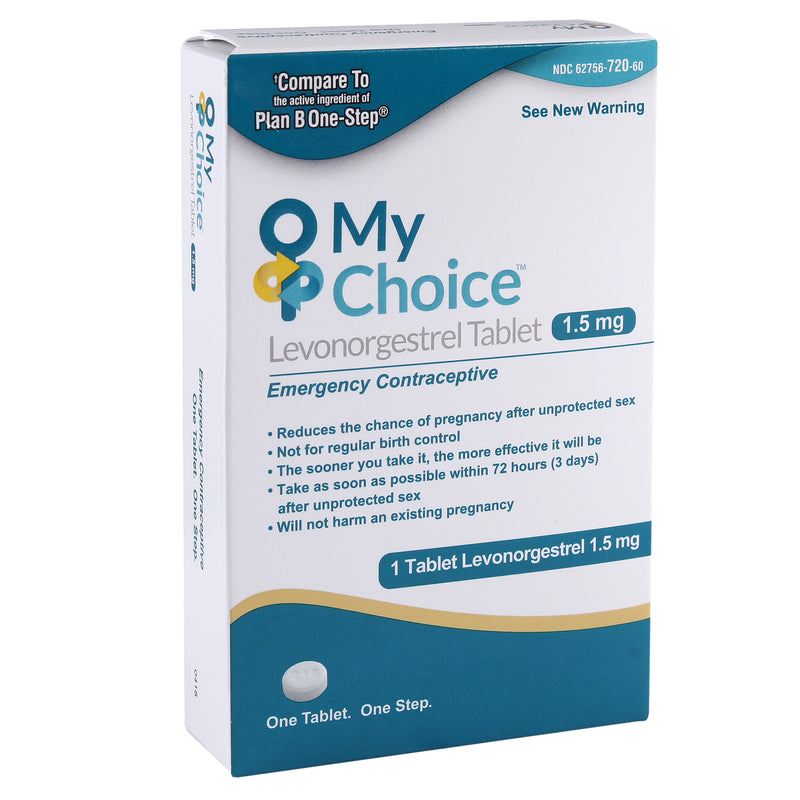 My Choice levonorgestrel 1.5 mg emergency contraceptive package