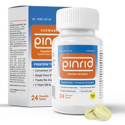 Pin-Rid | Pinworm Treatment | Pyrantel Pamoate 250 mg | 24 Chewable Tablets | Family Size
