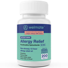 WELMATE Allergy Relief - Fexofenadine 60mg,  200 Tablets (Generic Allegra)