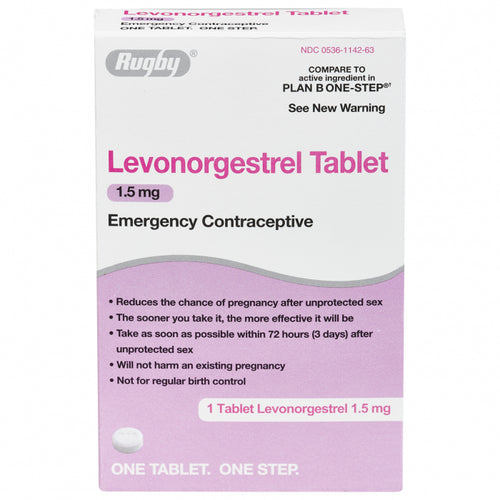 RUGBY LEVONORGESTREL 1.5MG ONE TABLET Emergency Contraceptive Compare to Plan B