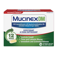 MUCINEX DM Cough & Cold - Guaifenesin 1200mg & Dextromethorphan 60mg, 56 Bilayer Tablets