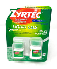 ZYRTEC Allergy Relief - Cetirizine 10mg, 1 x 25 Liquid Gels & 1 x 30 Liquid Gels