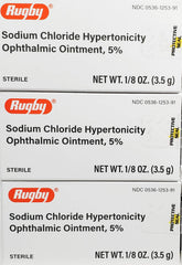 RUGBY Eye Care - Sodium Chloride Ophthalmic Ointment 5%,  3.5gm (Compare to Muro 128) (Pack of 3)