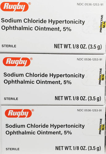 Rugby Sodium Chloride Ophthalmic Ointment 5%, 3.5 gm (Compare to Muro 128) -3 Pack