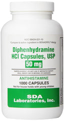 SDA LABS Allergy Relief - Diphenhydramine 50mg, 1000 Capsules (Generic Benadryl)