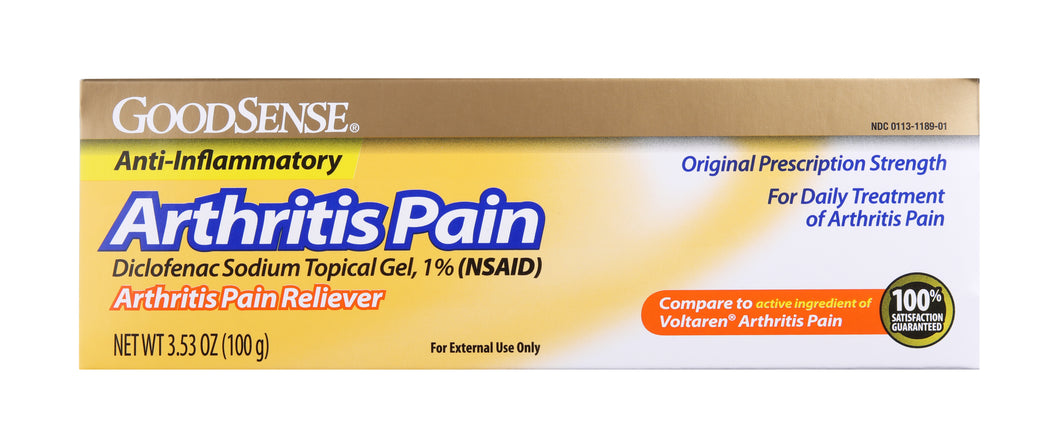 Arthritis Pain Relief | Diclofenac Sodium Topical Gel, 1% | Anti - Inflammatory | 3.53oz Tube